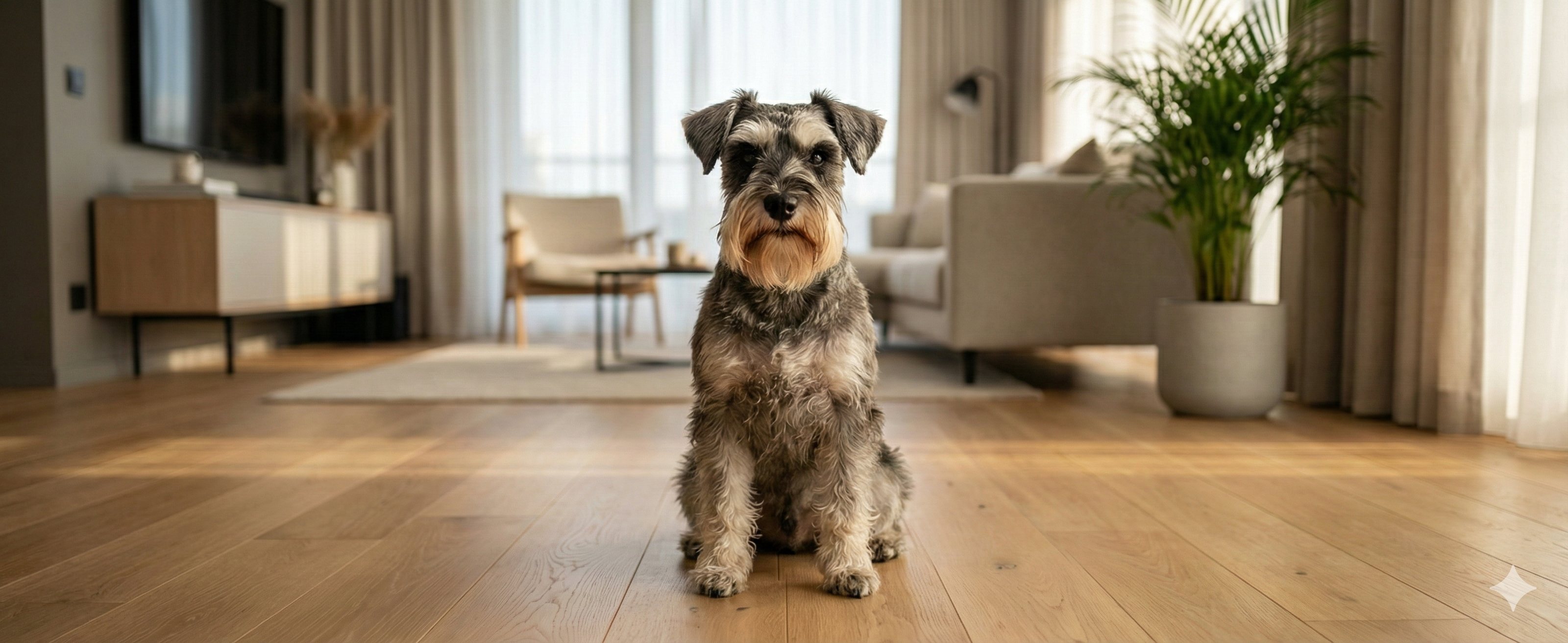 知的な佇まいのミニチュア・シュナウザー